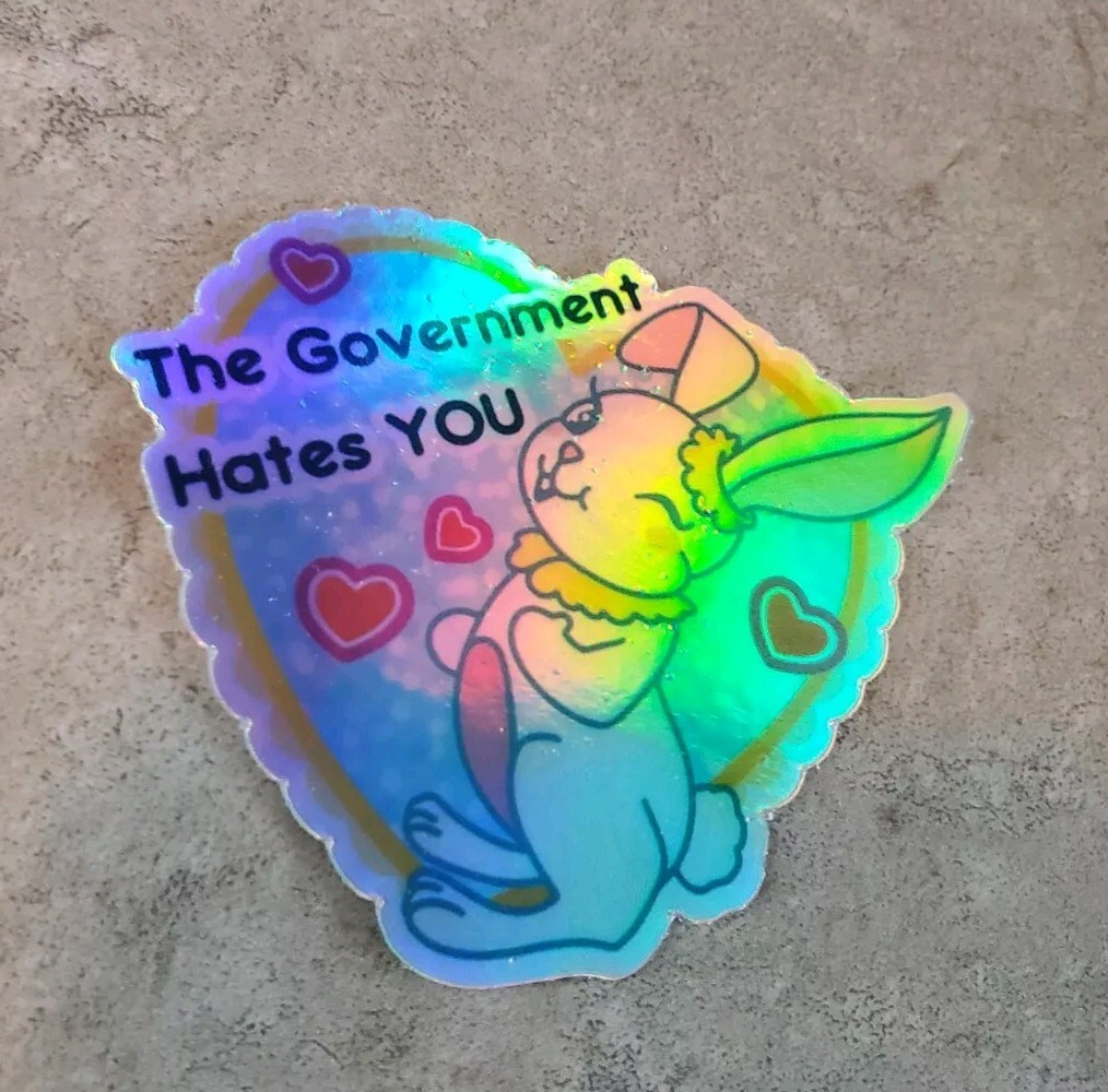 Government Hates You 🤬 Anarchy Sticker 5 Year Warranty Holographic