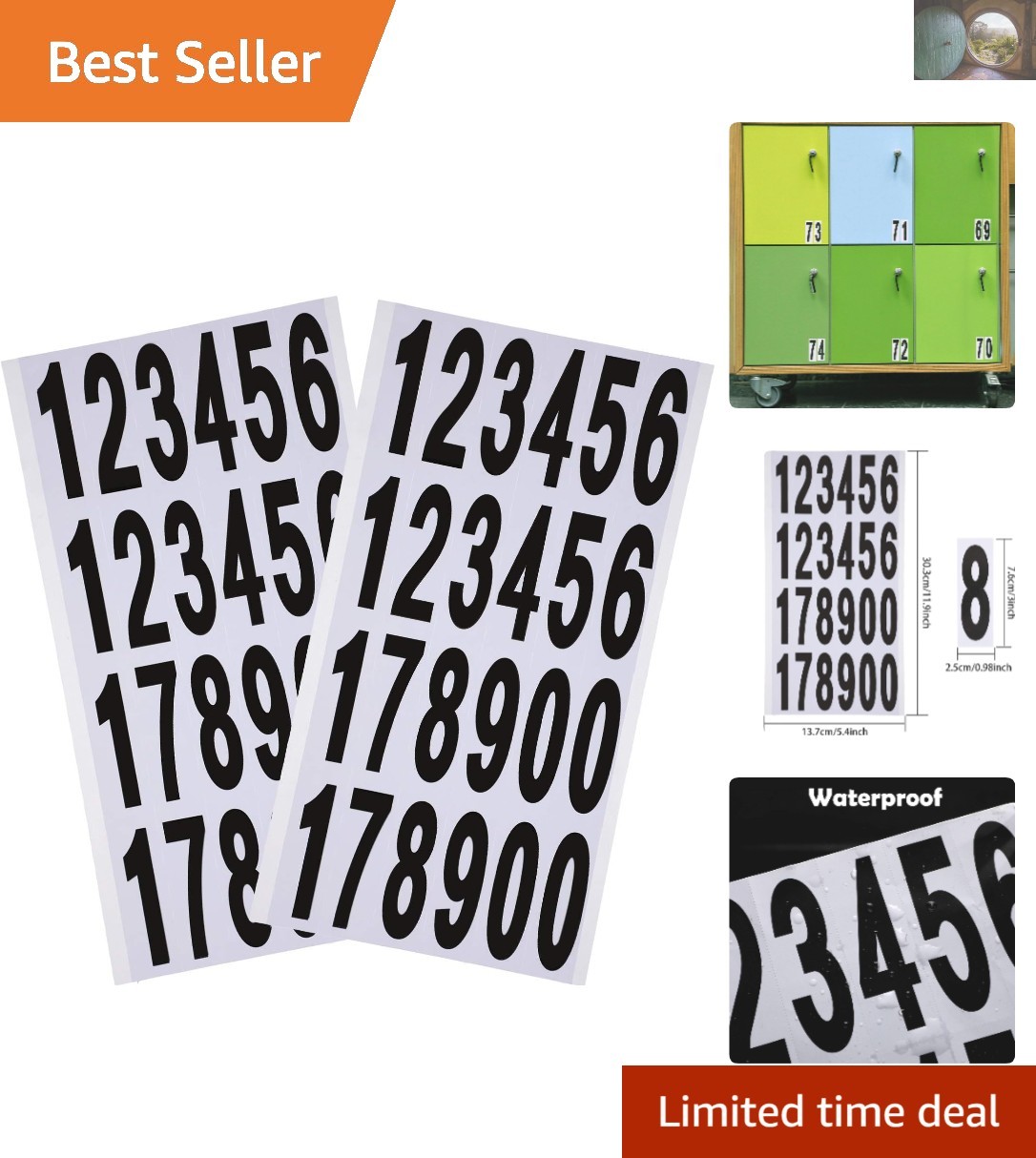 Elegant 3-Inch Black on White Vinyl Numbers Stickers for Mailbox & Addressing
