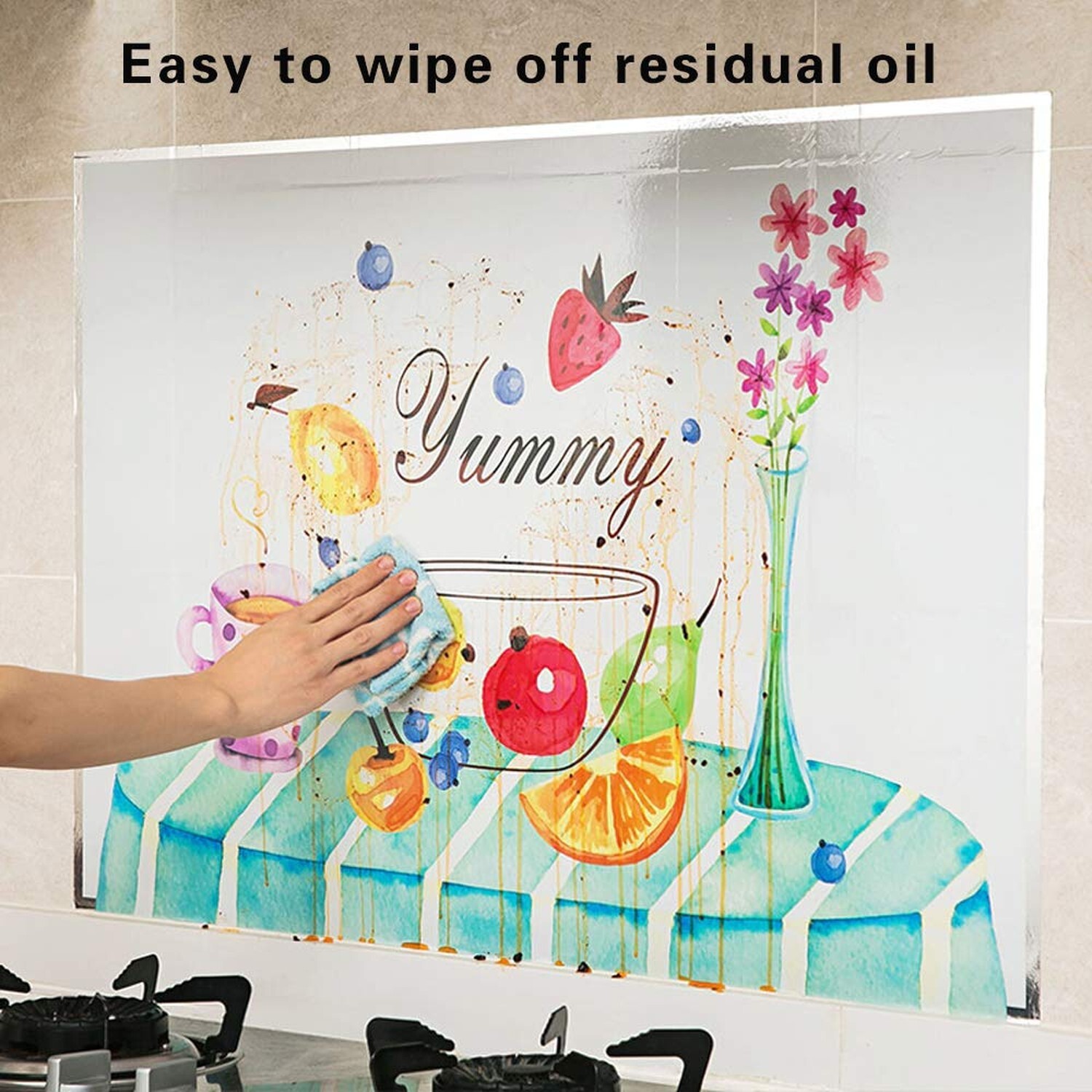 Oil Proof Wall Stickers Wallpaper Kitchen Backsplash Wall Protector Tools Pat…