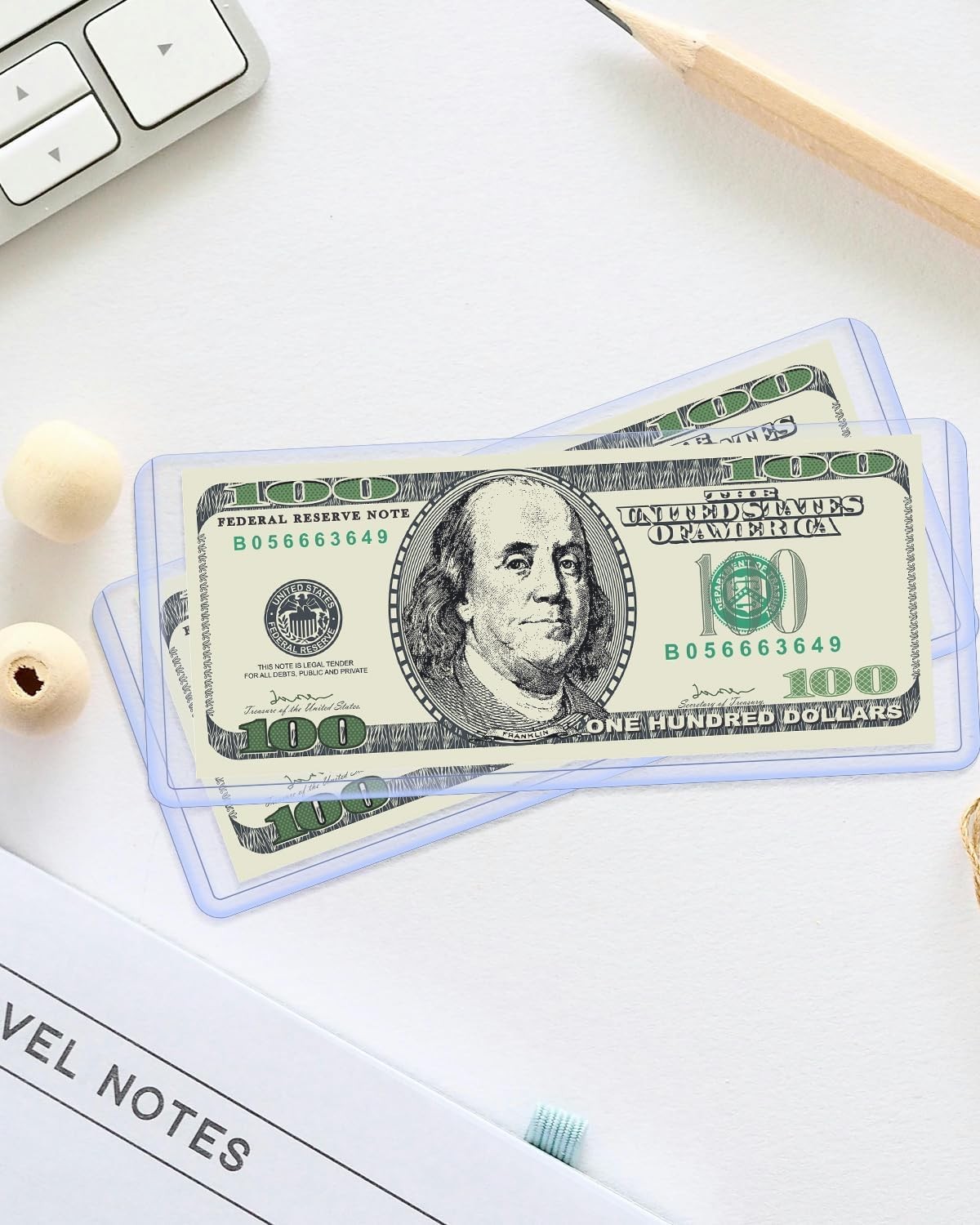 15 Pack Dollar Bill Sleeves – 6.8" x 2.9" Clear PVC Currency Sleeves, Hard…