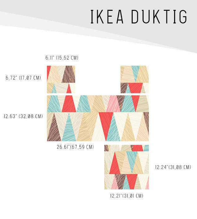 IKEA DUKTIG removable Decal self-adhesive sticker furniture colorful triangles