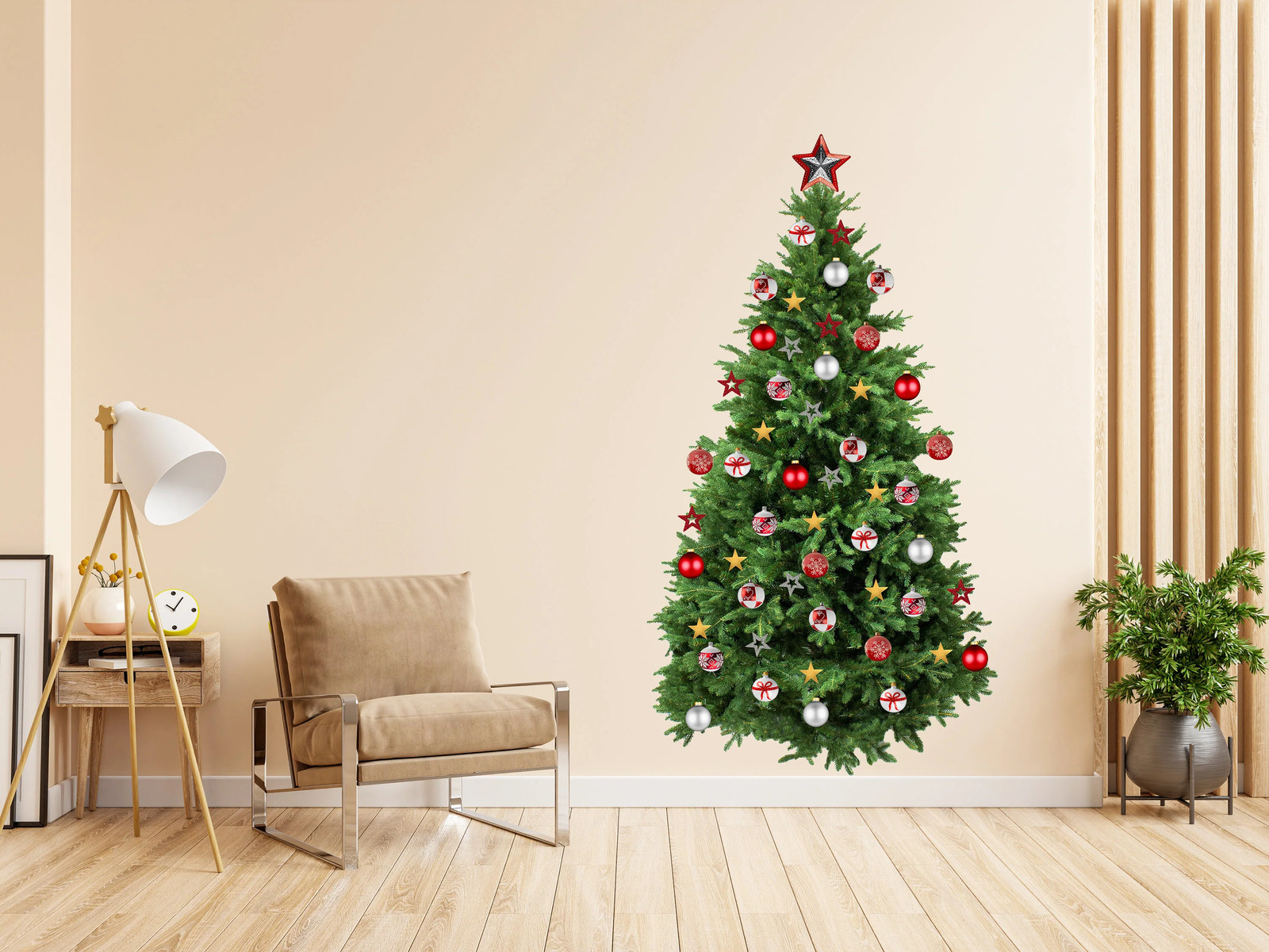 Christmas Tree Wall Vinyl Decal – Large Pine Ornaments Sticker Decoration For