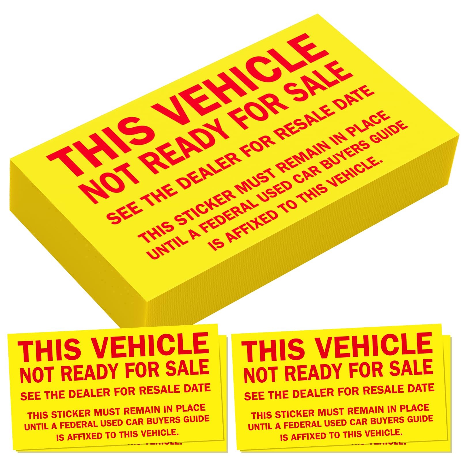 100 Pcs Car Dealer This Vehicle Not for Sale Stickers Yellow RED Lettering，2 …