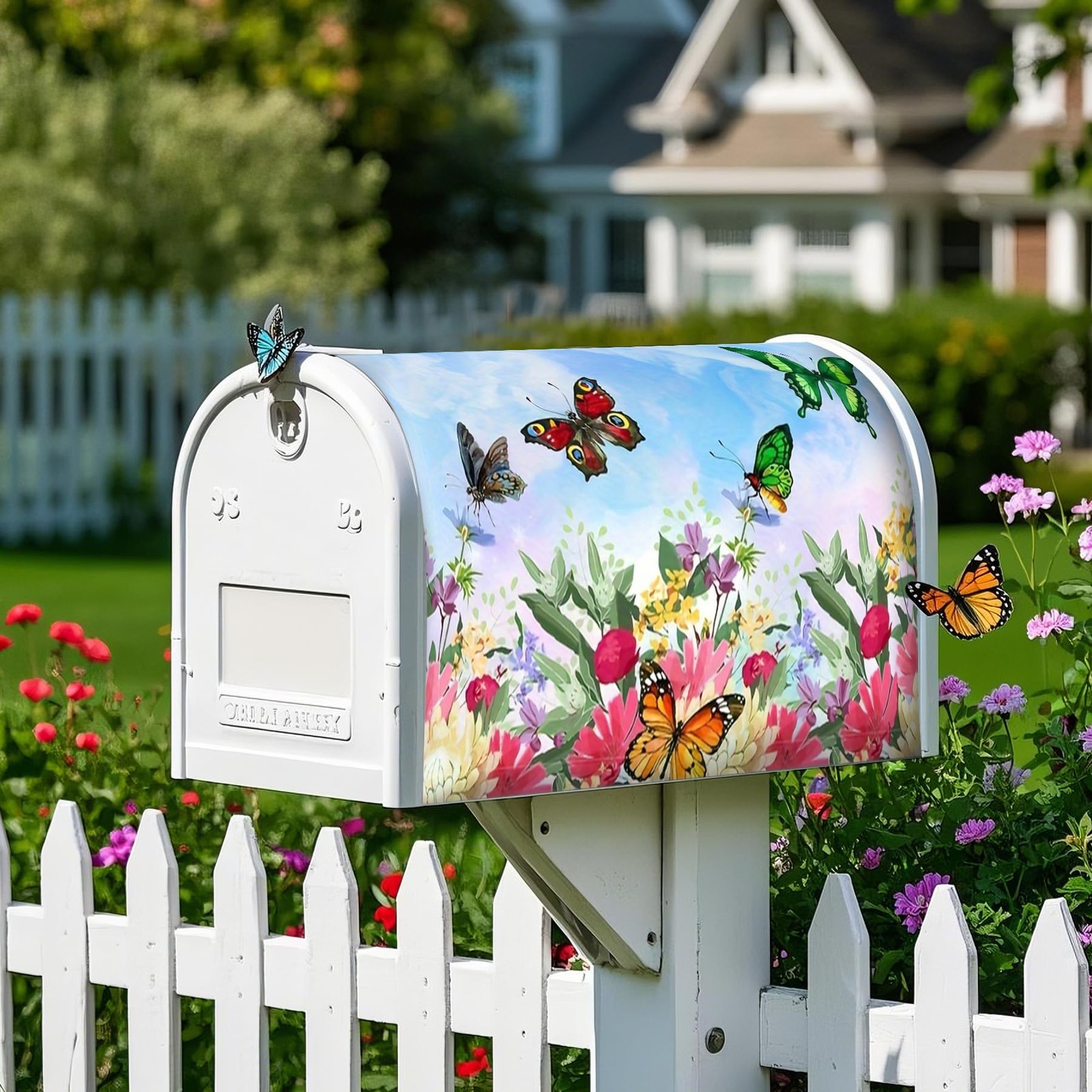 Mailbox Covers Magnetic Standard Size 18 x 18 x 21 Inch, Butterfly & Flower