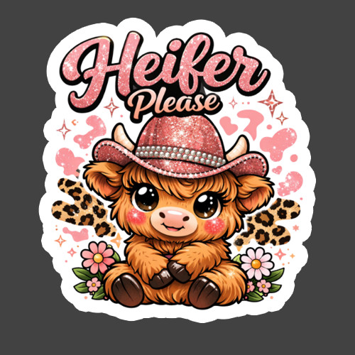 Highland Cow Sticker Vinyl Decal Heifer Please Cute Pink Cowgirl Western