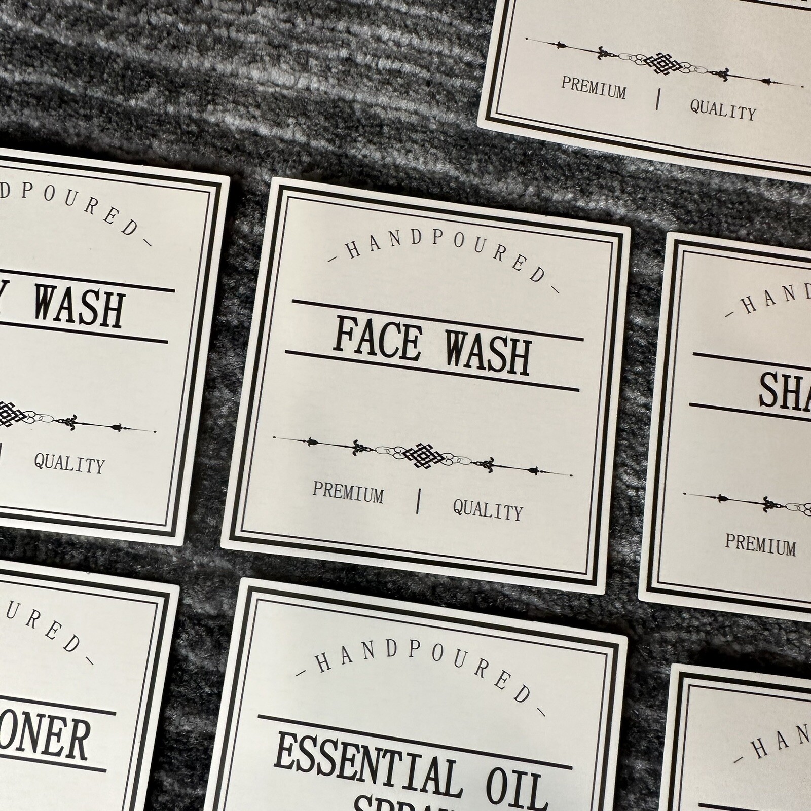 9 White Waterproof Labels Bottles Farmhouse Bathroom Kitchen Hand Soap Organize