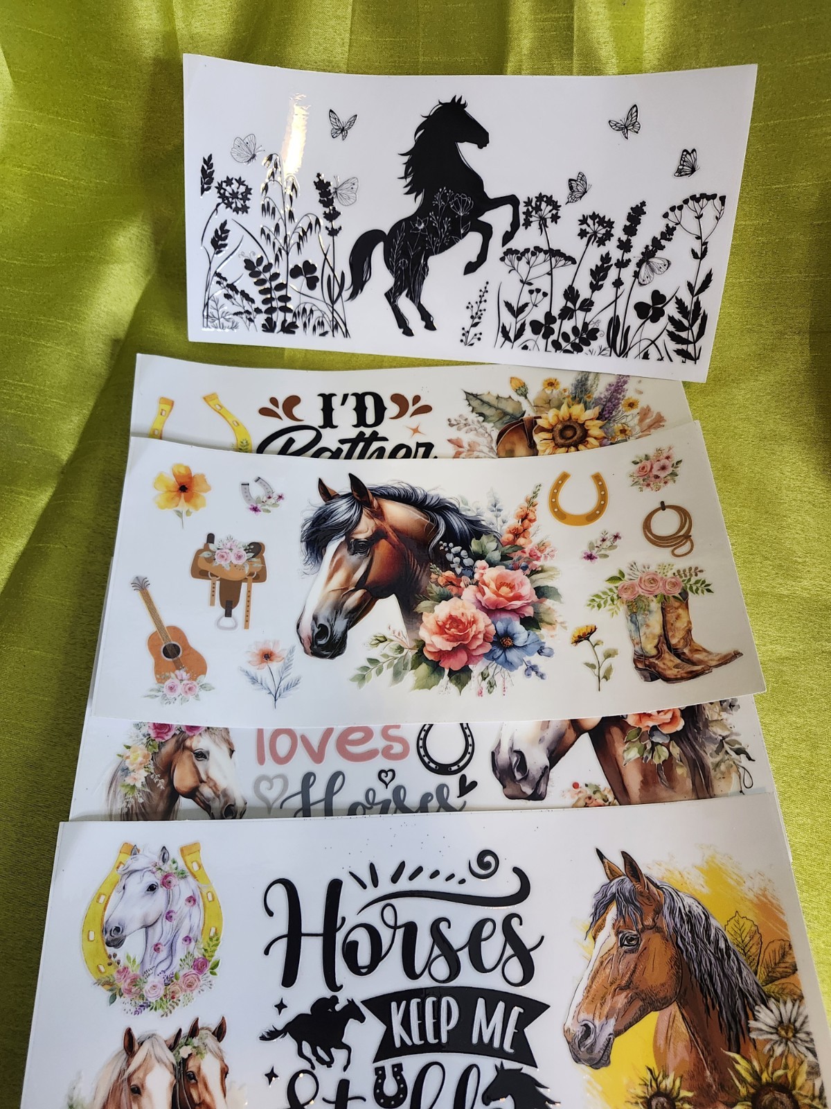 Horse Floral Western Vinyl Decal Sticker Set Removable Self-Adhesive UV DTF