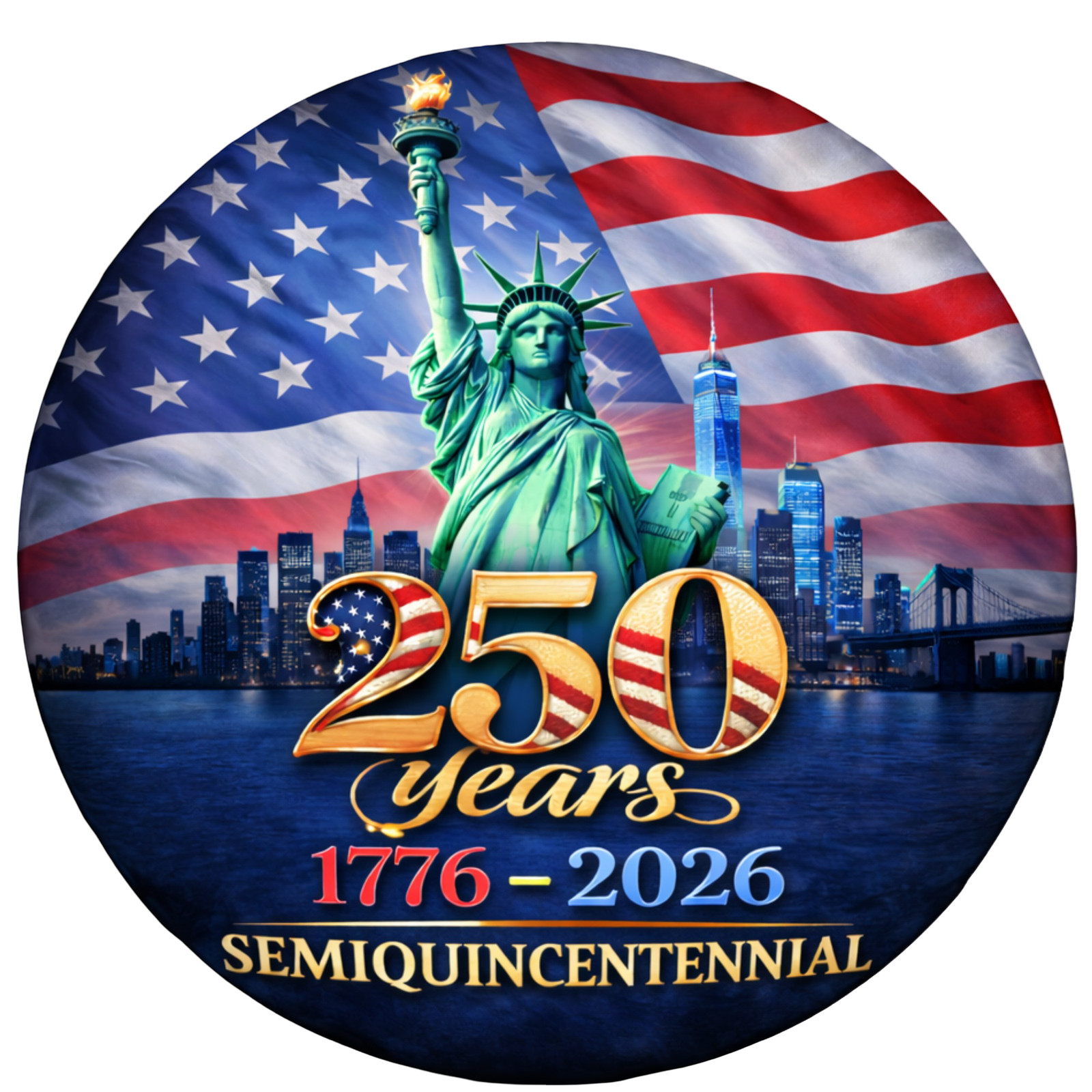USA 250th Anniversary Spare Tire Cover Statue of Liberty 1776-2026 Wheel Cover