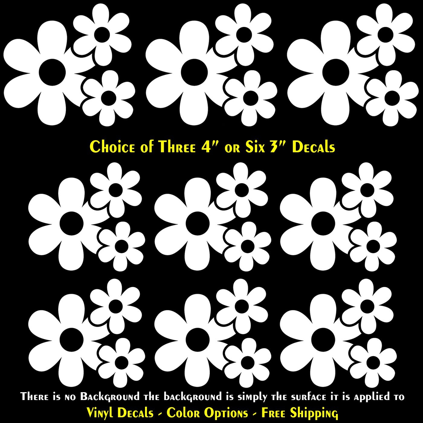 Daisy Hippie Flowers Vinyl Decals Vehicle Window Tumblers Any Flat Surface