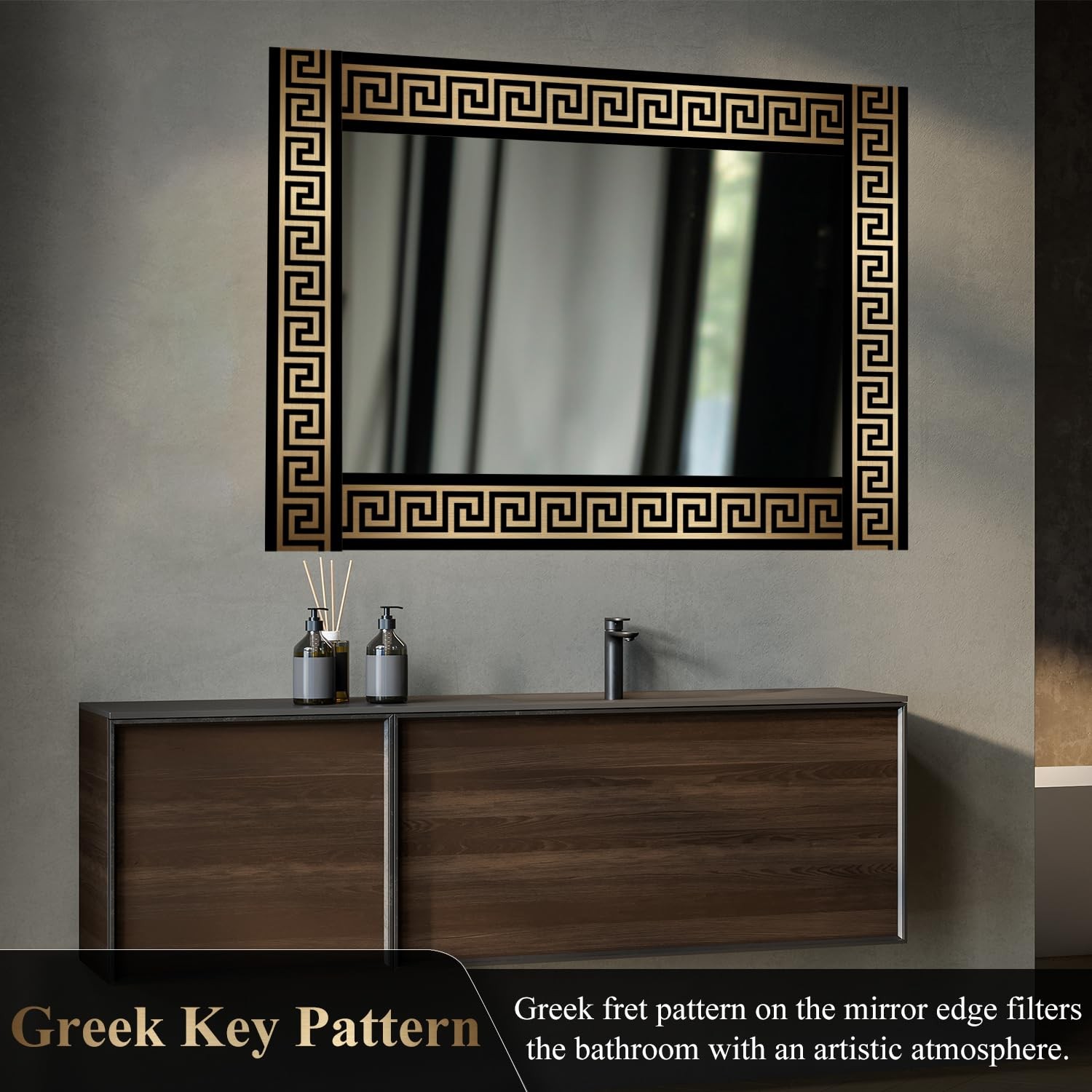 funlife Greece Pattern Peel and Stick Wall Border 3.9" x 393.7", Brushed Gold