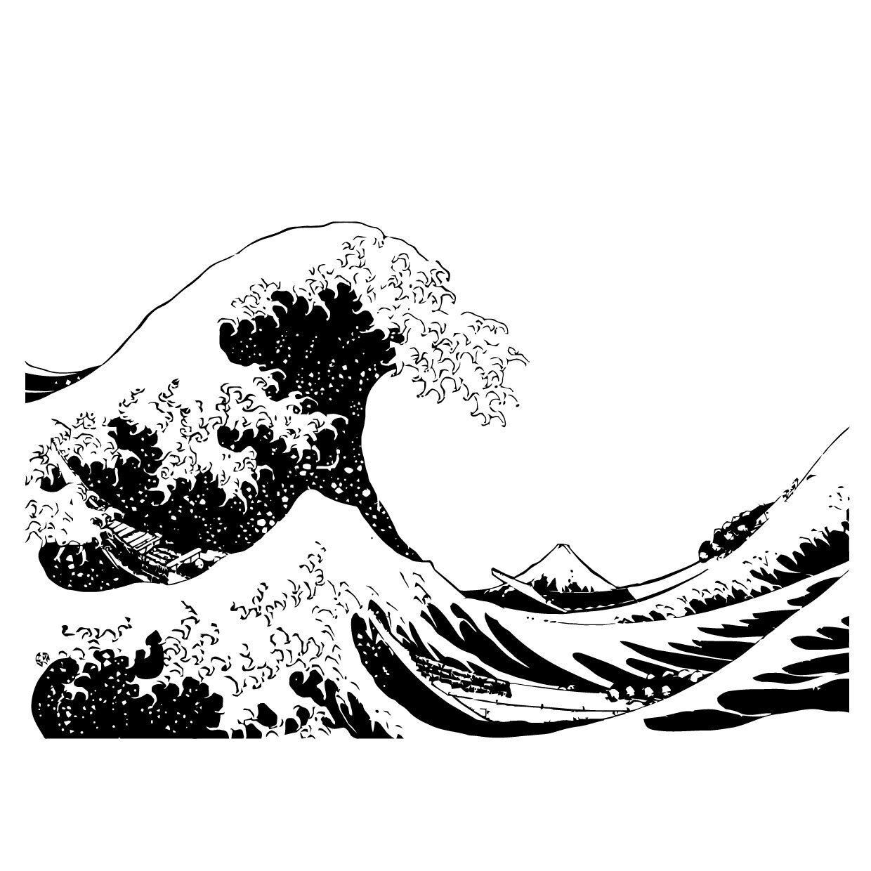 Japanese The Great Wave Off Kanagawa by Hokusai Wall Decal. Stickerbrand #363