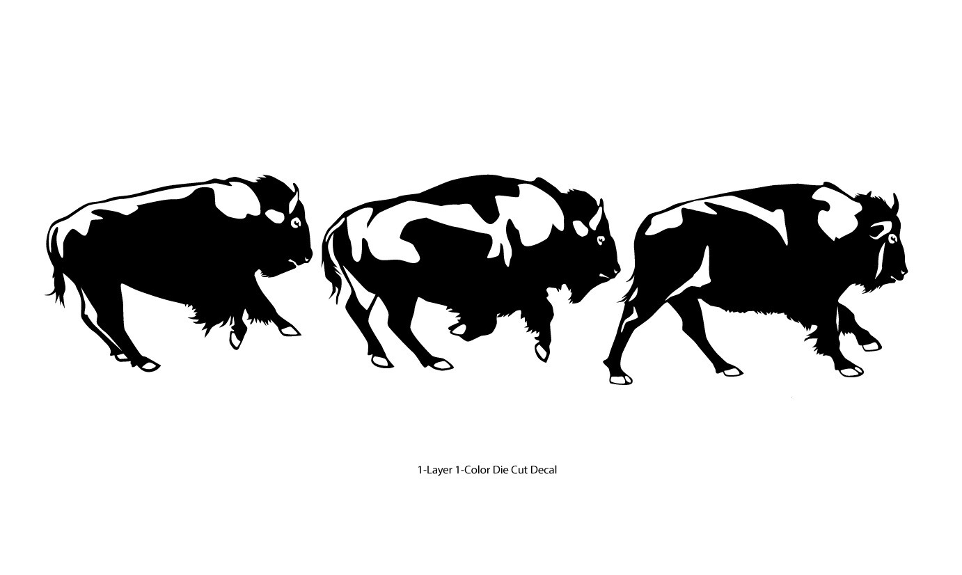 Bison Ox Running Prairie Running White or Black Decal 6Yrs Outdoor Vinyl Sticker