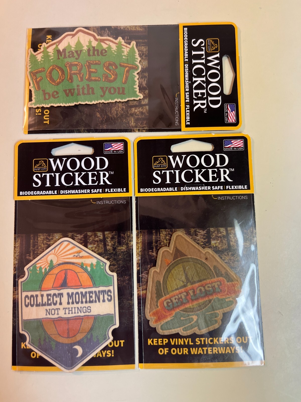Dust City Wood 3 Stickers Lot Back to School, Nature, Forest, Trees, Explorer