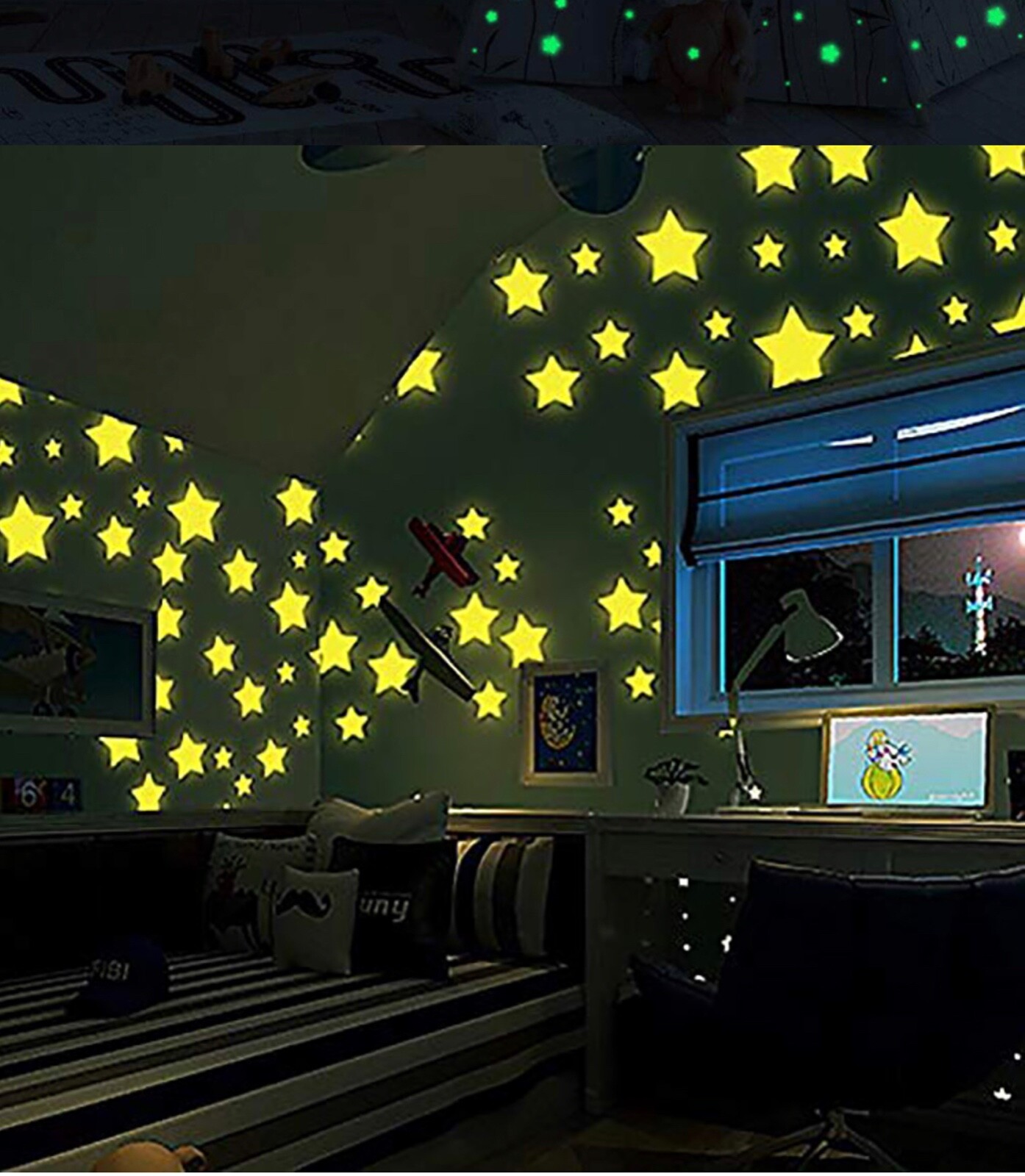 200pcs Glow In The Dark Stars Plastic Stickers Decor Kids Bedroom FREE 🌙 MOON