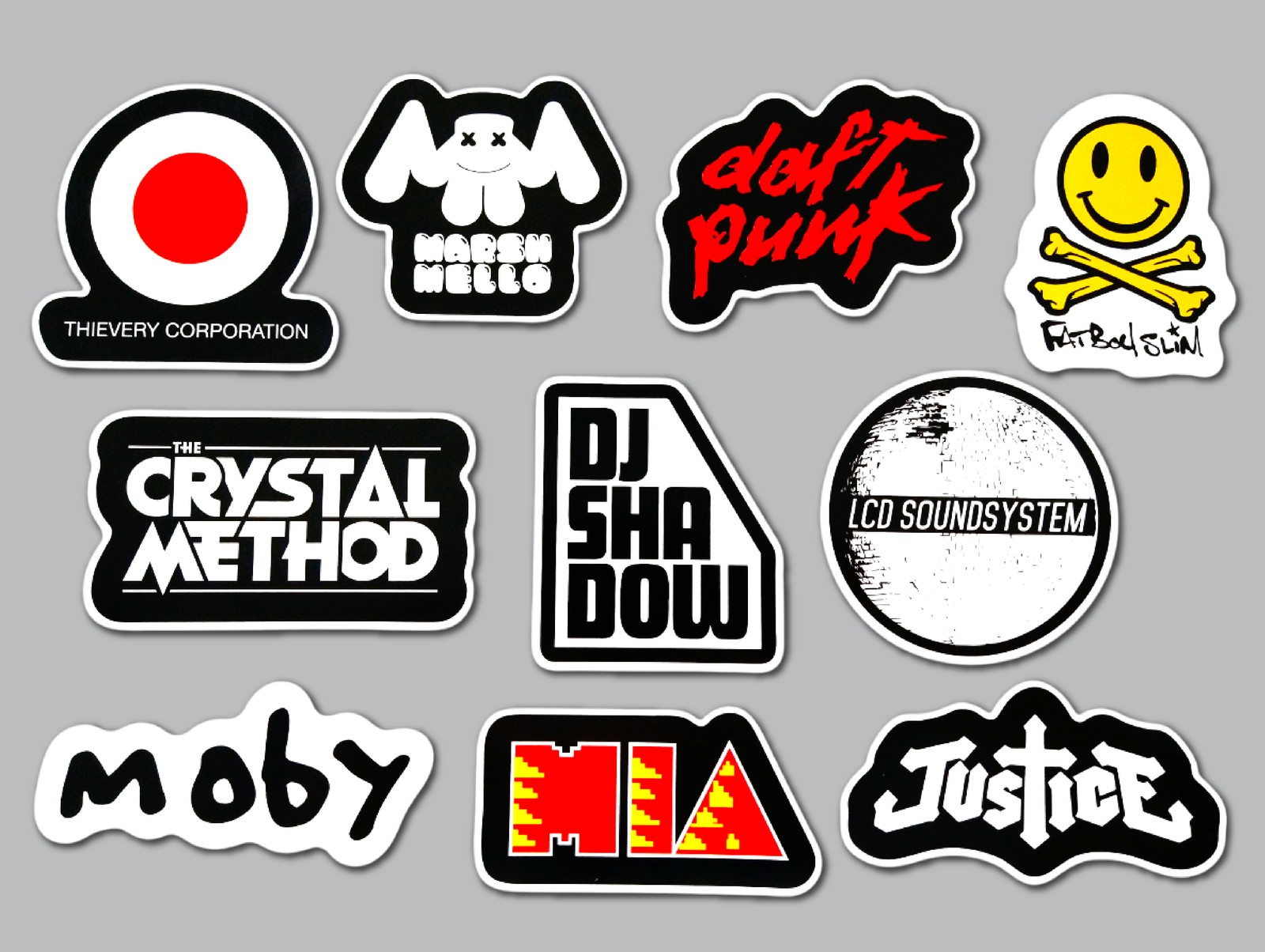 Electronic Dance Indie Vinyl Sticker Lot (10 Pack) SET 2 daft punk mia moby rave
