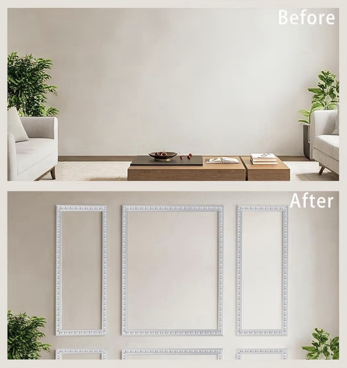 3 Pack Peel & Stick Wall Molding Kit Self Adhesive Decorative Trim Panels