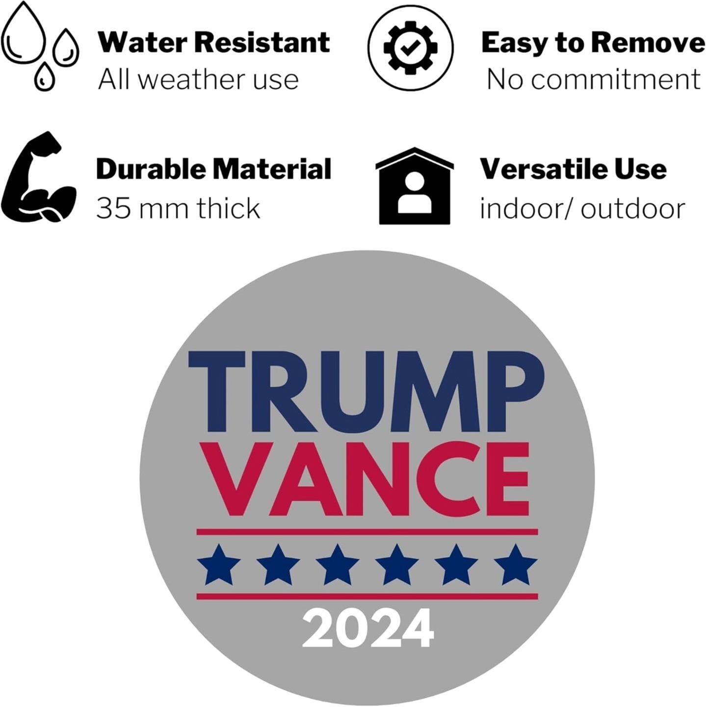 Mini Gray Vintage Trump Vance 2024 Campaign Car Magnet 3-1/2 Inch Pack of 5