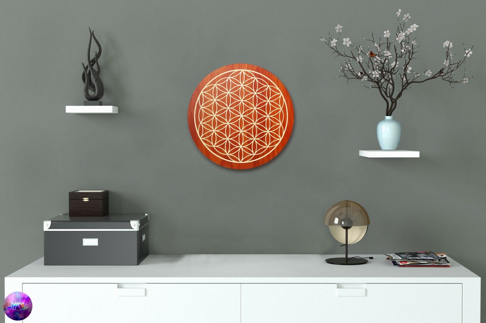 Flower of Life Wood Deco Large Wall Decoration Present Valentine's Day