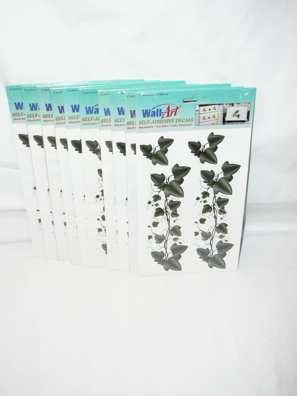Wall Art Self Adhesive Decals Green Ivy Washable Fade Resistant New Lot of 10