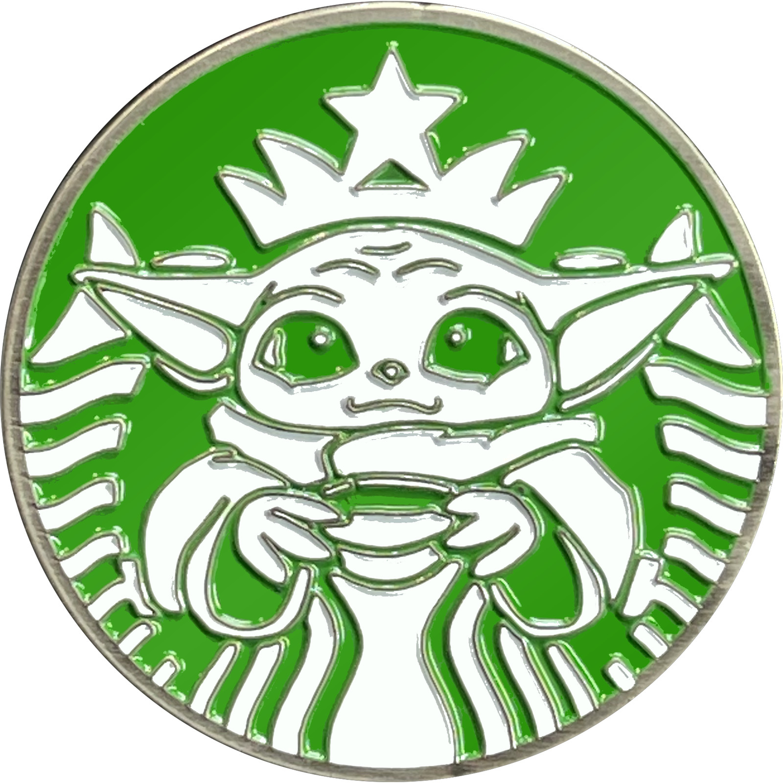 Starbucks parody pin Baby Yoda inspired by Star Wars Grogu The Child coffee EL7-