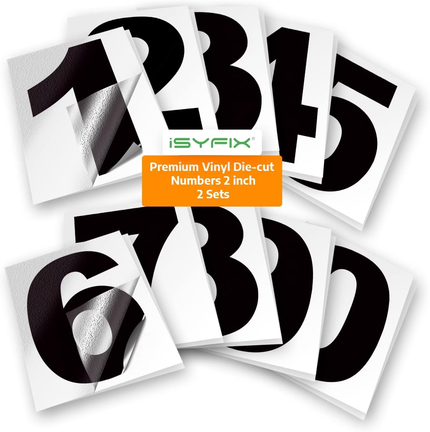 iSYFIX Black Vinyl Numbers Stickers – 2 Inch Self Adhesive (2 Sets) Premium De