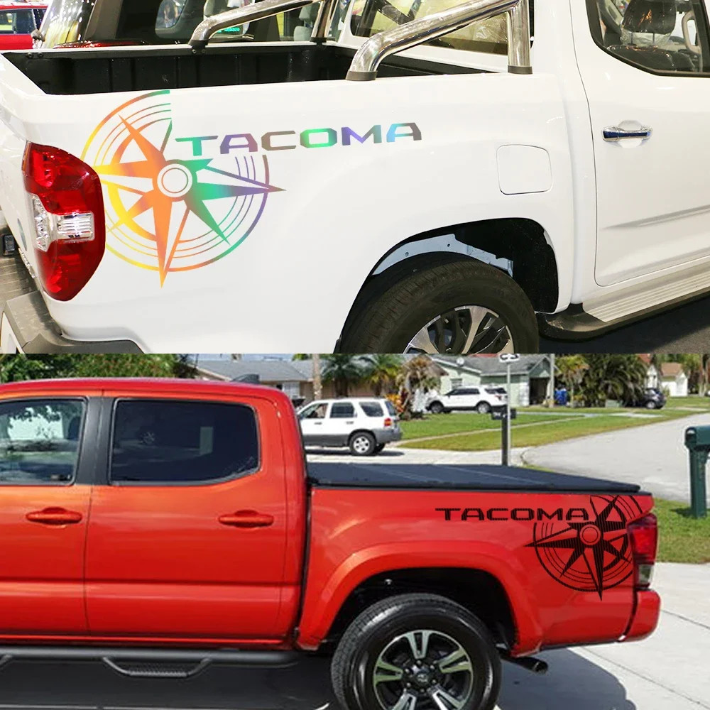 Compass Trunk Bed Side Decal for Toyota Tacoma TRD | 2-Piece Vinyl Film Graphics