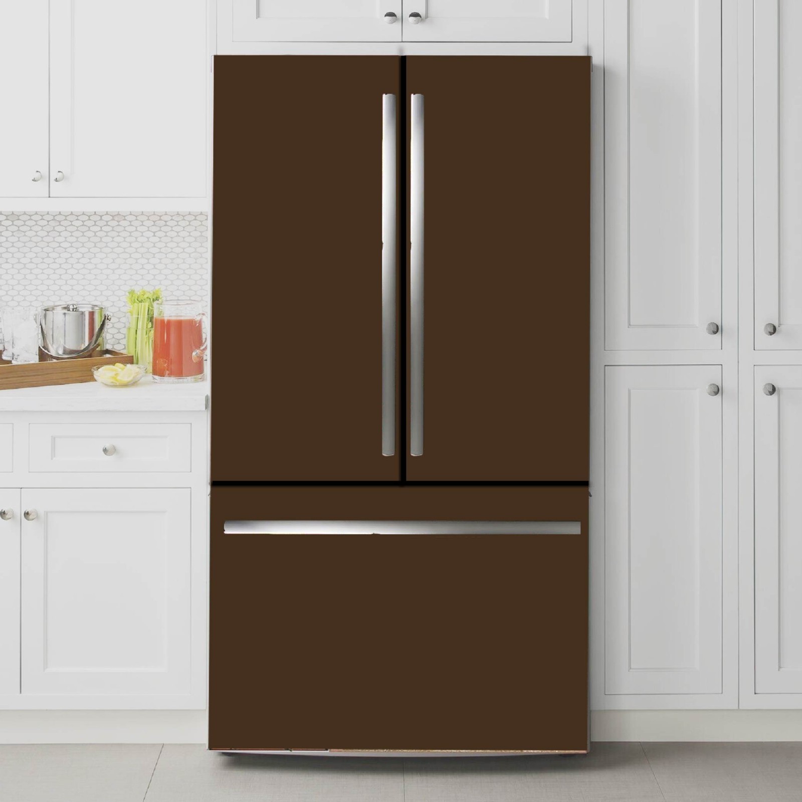 Brown Solid Color Modern Fridge Wrap Solid Color Refrigerator Skin