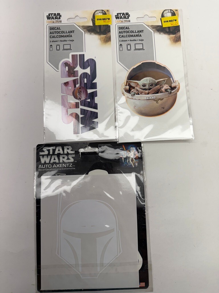 Star Wars Mandalorian Car Window Decal Sticker 3.5in x 3.5in Plus Extras NEW