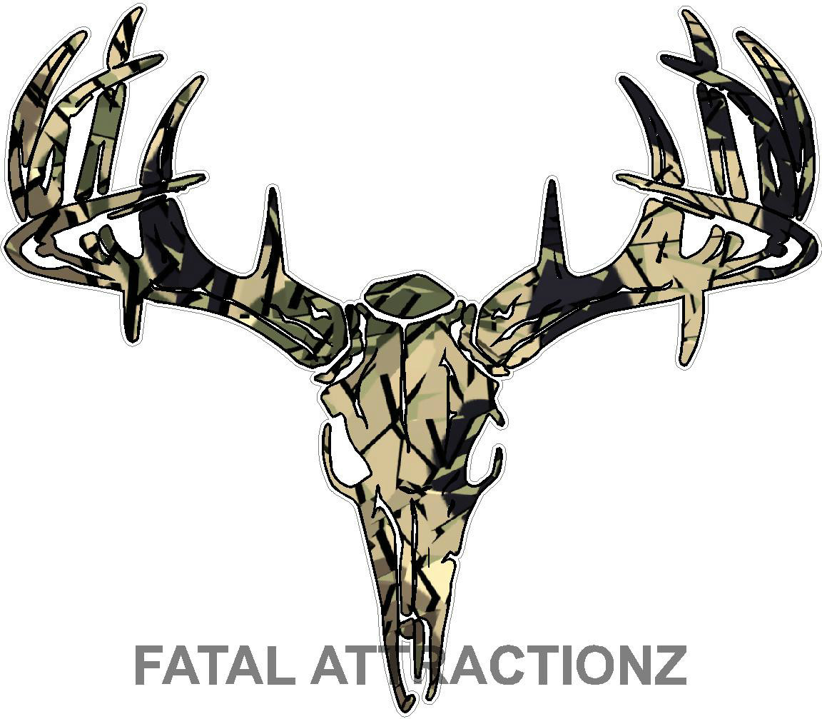 Camo S3 Deer Skull S4 Vinyl Sticker Decal Hunting Buck trophy whitetail rack