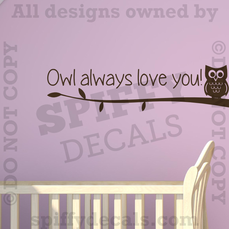 Owl Always Love You Tree Branch Nursery Bedroom Quote Vinyl Wall Decal Sticker