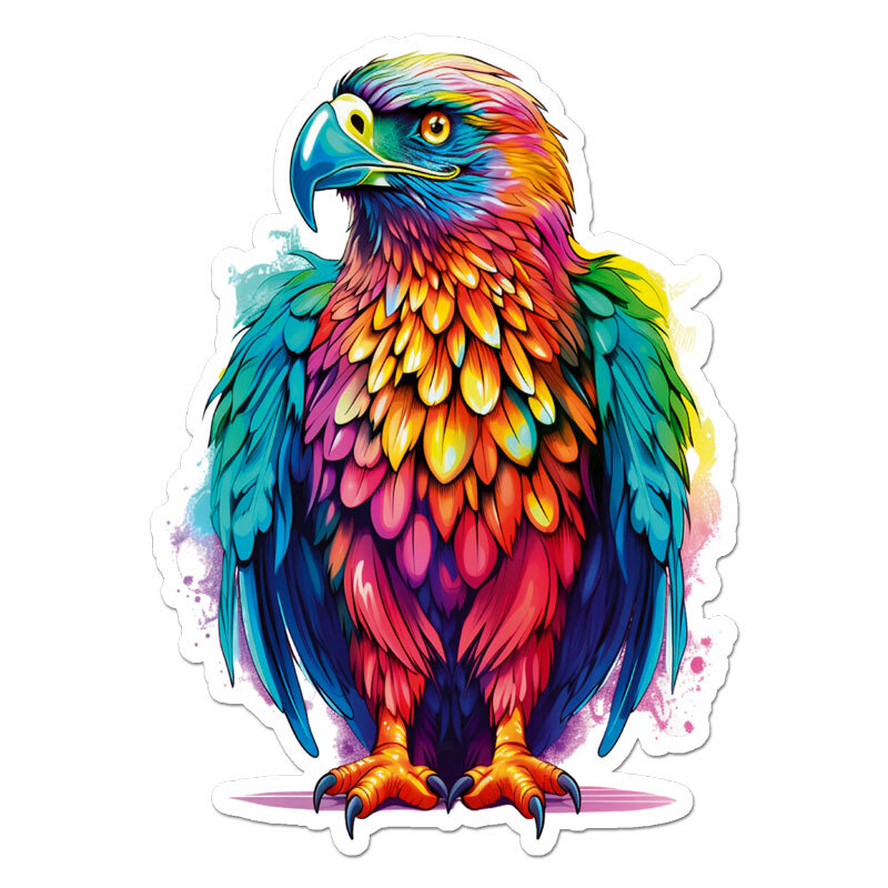 Rainbow Eagle Falcon, Vinyl Decal Sticker, Indoor Outdoor, 3 Sizes, #11396