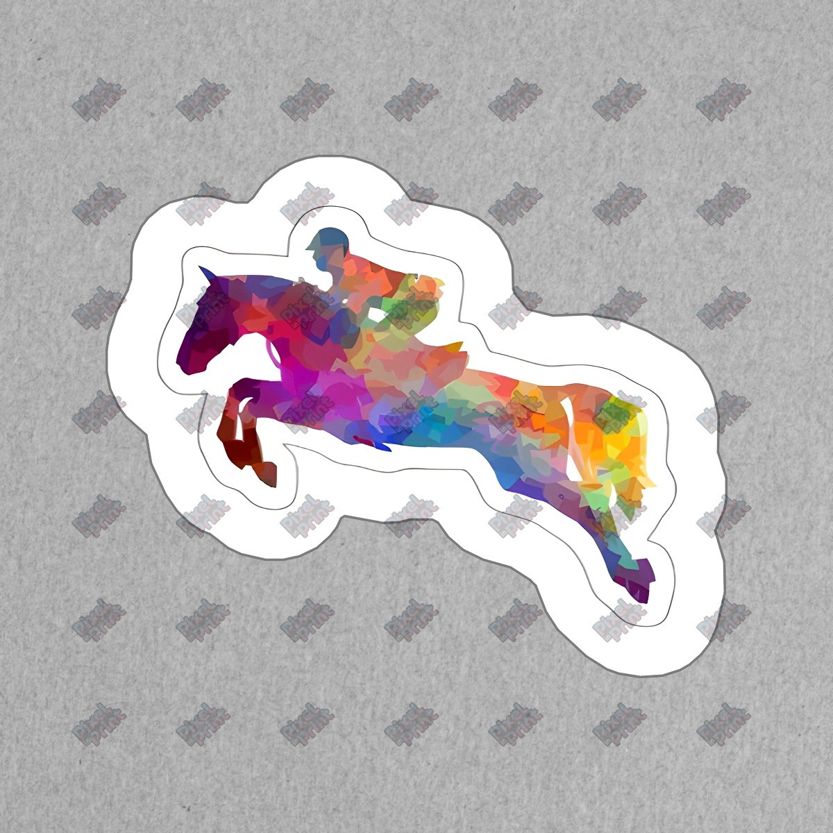 Colorful Horse Rider Vinyl Sticker Equestrian Décor Horseback Riding #429572