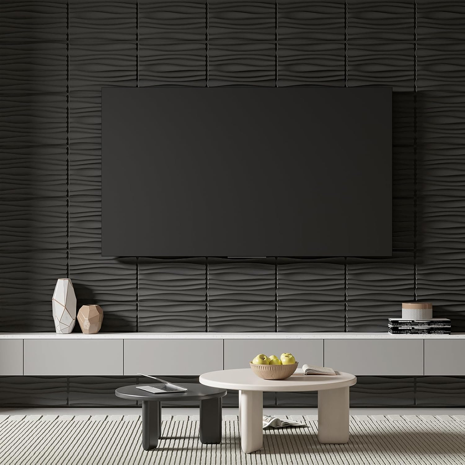 24-Pack 3D Wall Panels for Interior Home Décor, PVC Wavy Textured Accent Wall Pa