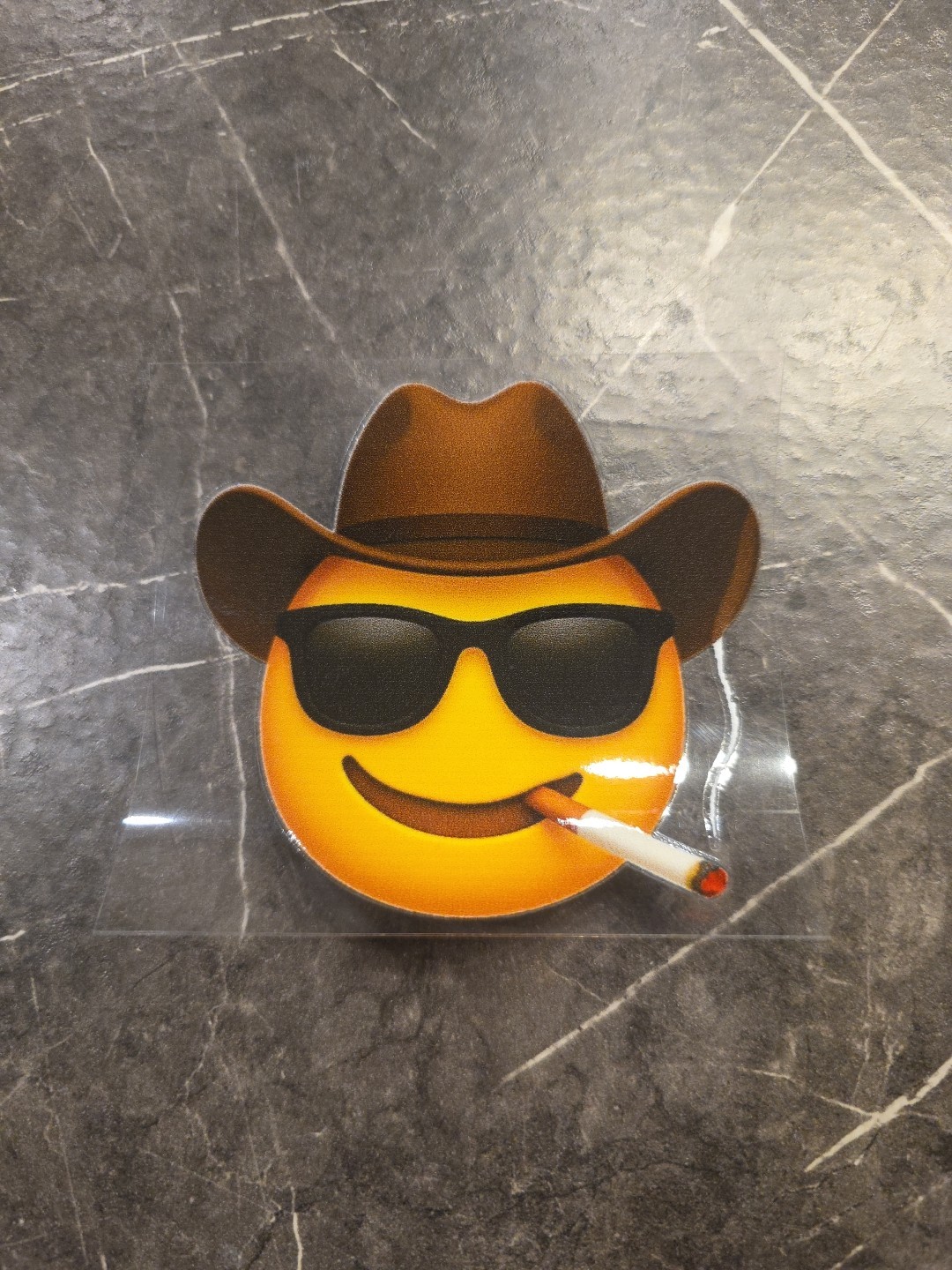 Cowboys Smiley Face Emoji Smoking UVDTF Raised Decal Sticker Waterproof Color