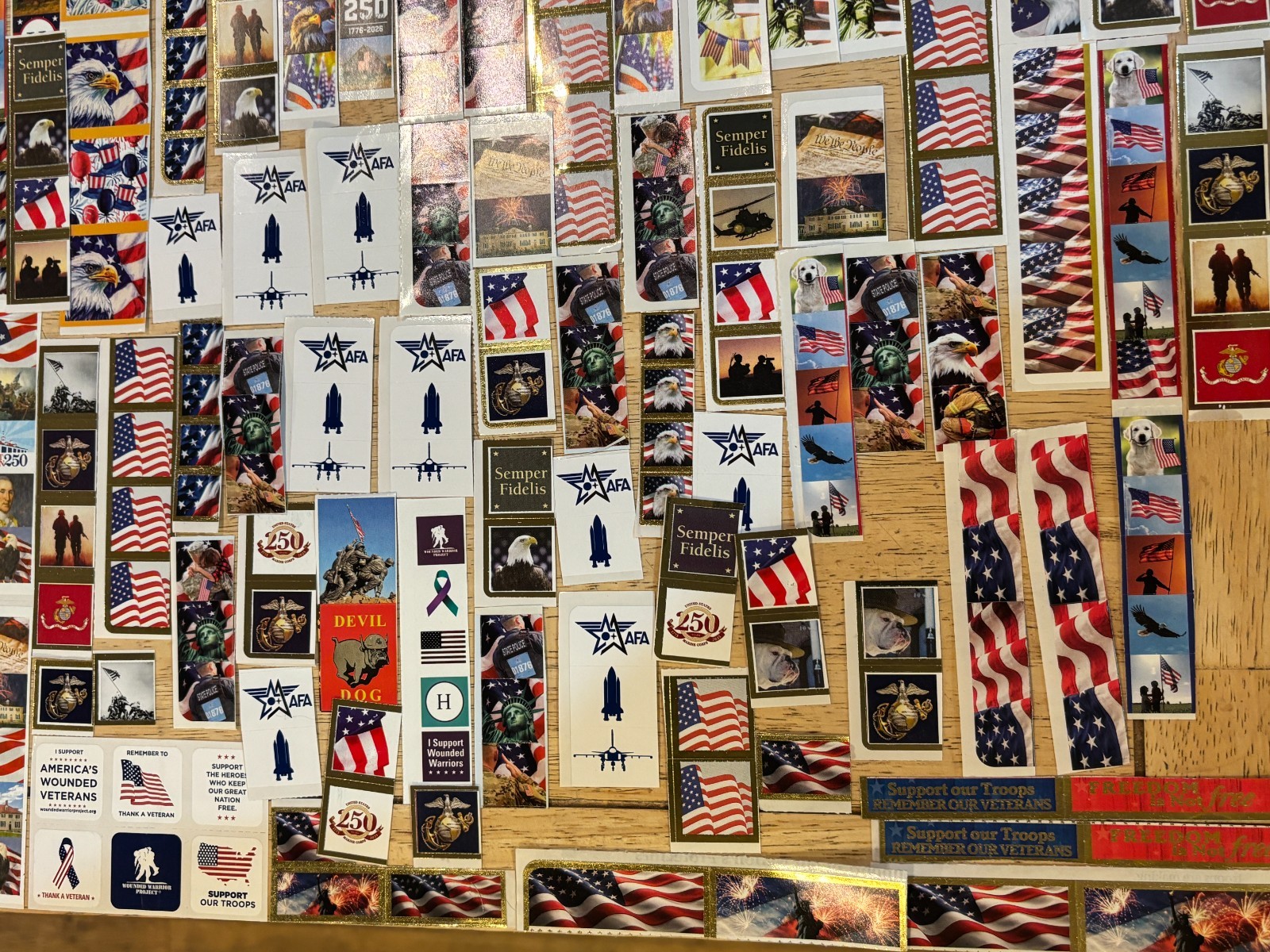 Patriotic Sticker Lot – Charity Organizations – SMALL Size – Large Quantity