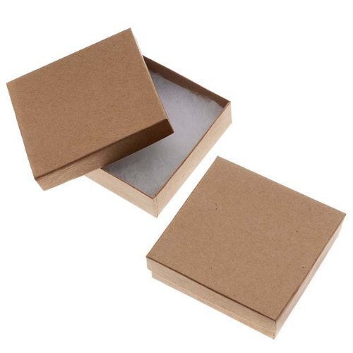 Beadaholique Kraft Brown Square Cardboard Jewelry Boxes 3.5 x 3.5 x 1 Inches