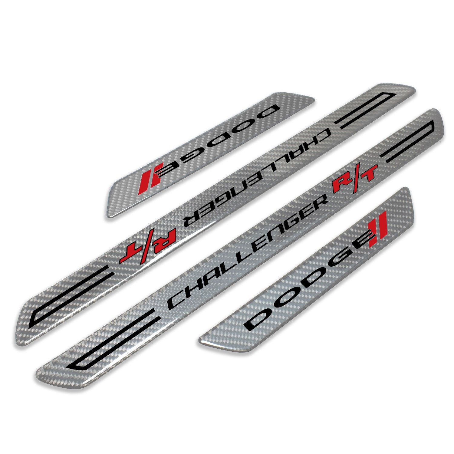 Dodge Challenger R/T Silver Carbon Fiber Universal Door Sill Kick Plates