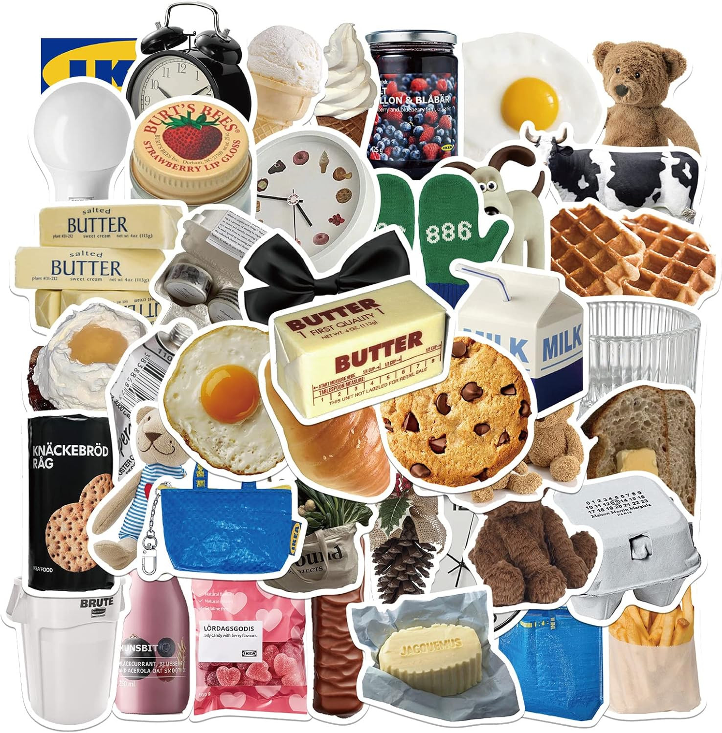 Milk Cookie Stickers, 50PCS Vinyl Waterproof Decals for Home Decor