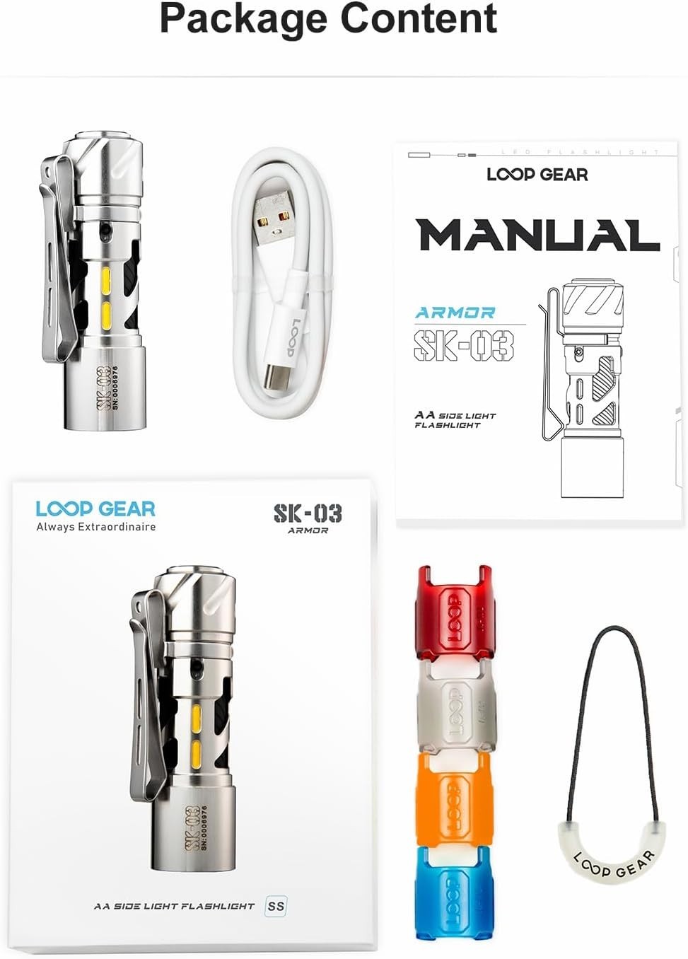 SK03 EDC Flashligh, AA Rechargeable LED Flashlight Batter… Fast Ship