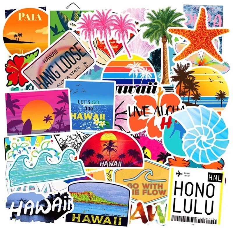 10 Random Hawaii Surfing Vacation Holiday Stickers Decals Hydro Free Shipping!