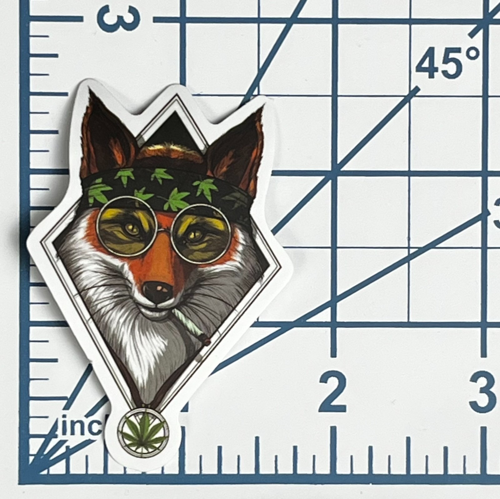 Cool Fox Smoking Weed Vinyl Sticker Stoner Animal Decal 420 Art Geometric Hippie