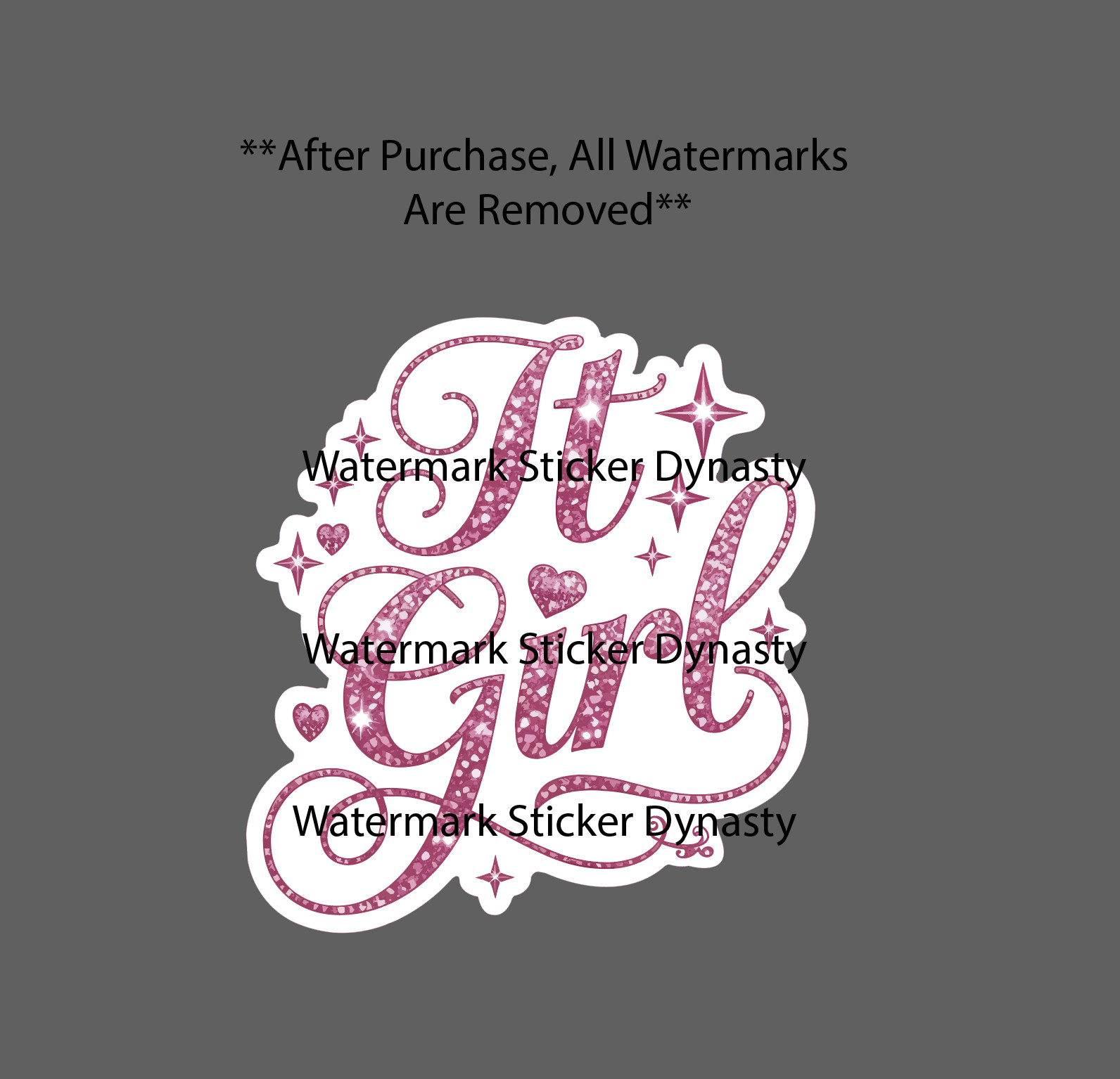 It Girl Sticker Waterproof Decal Pink Stars Glam Beauty Cute Gift NEW