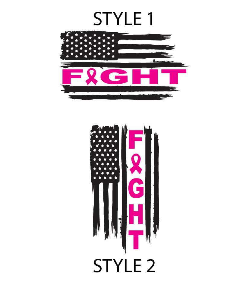 American Flag Breast Cancer Awareness "FIGHT" Ribbon Sticker Decal USA