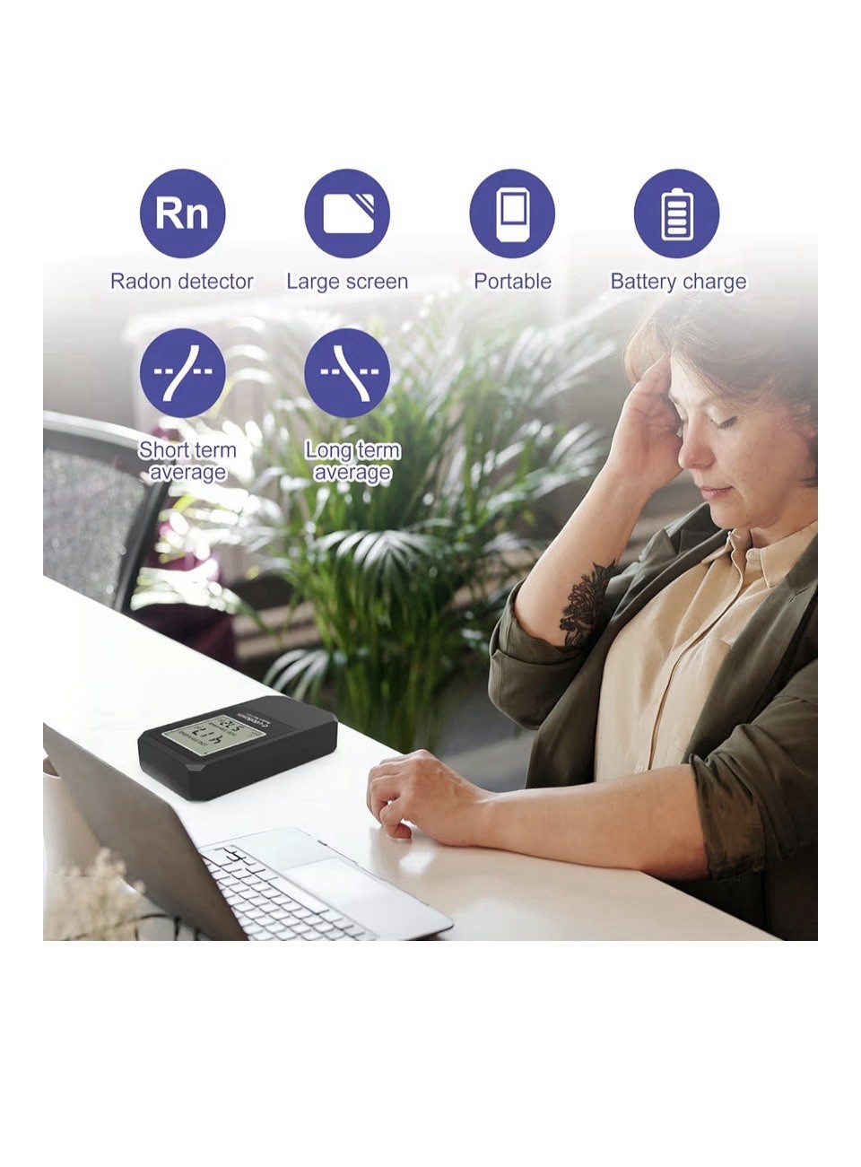 LifeBasis Indoor Air Quality Monitor for Home, Battery Powered Sensor Device