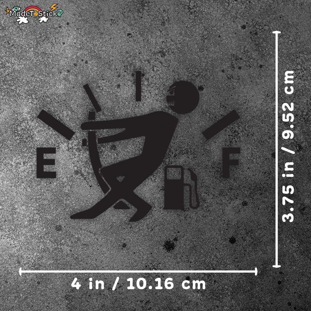 Funny Gas Tank Pulling Needle Stickman Vinyl Sticker Car Truck Bumper 4" x 3.75"