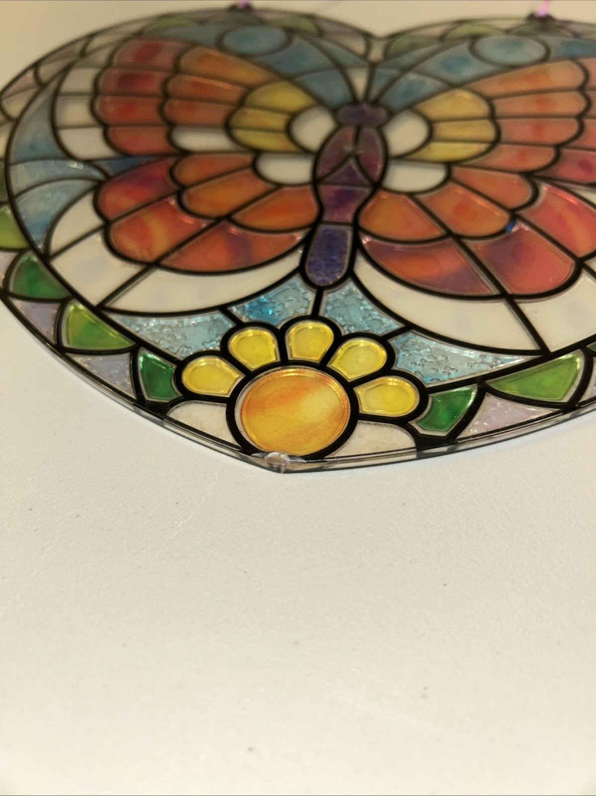 9×10 ~ Butterfly Heart Multicolor Home Decor Plastic Sun Catcher Window Hanging
