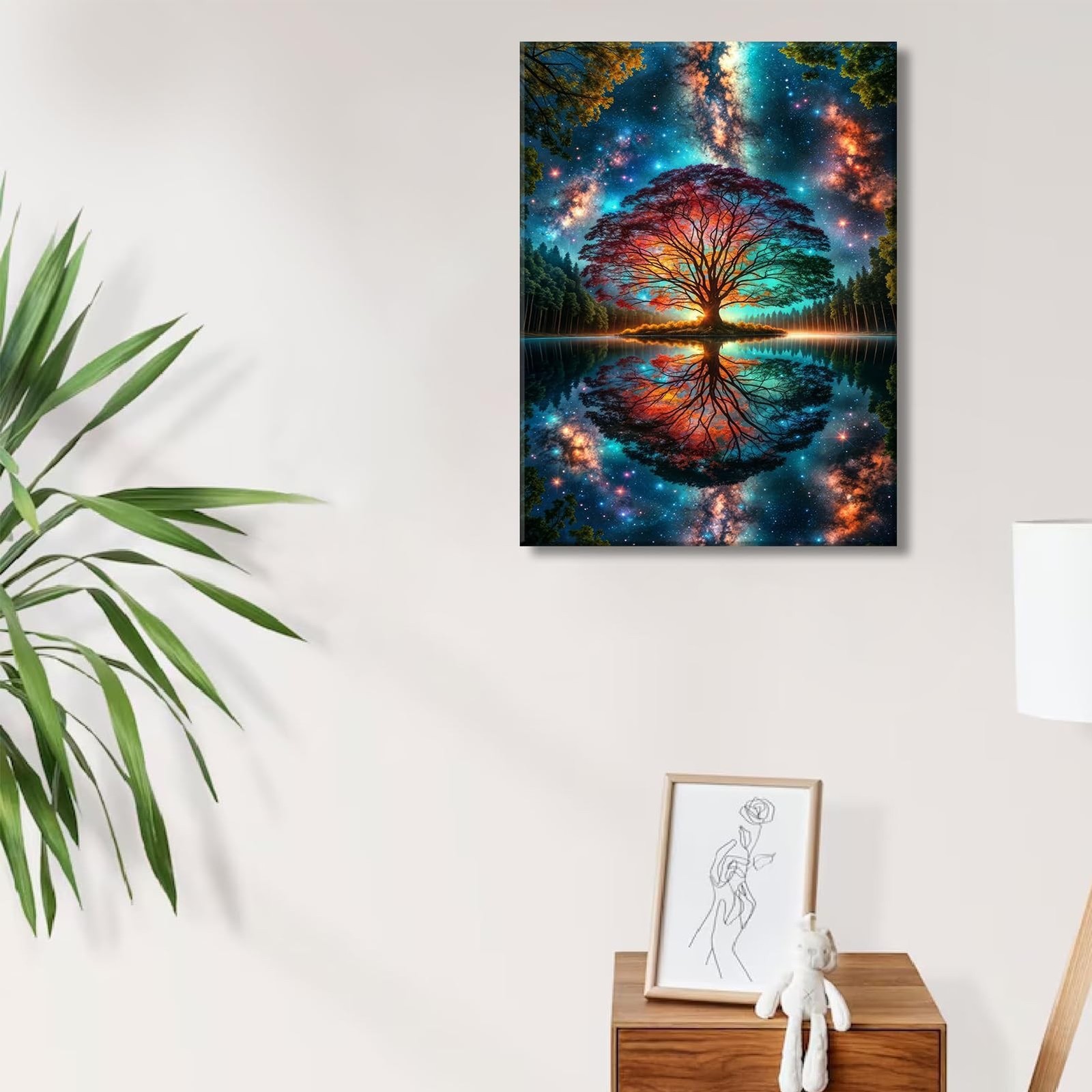 Tree of Life Canvas Wall Art Starry sky reflection Pictures Wall Decor Modern…