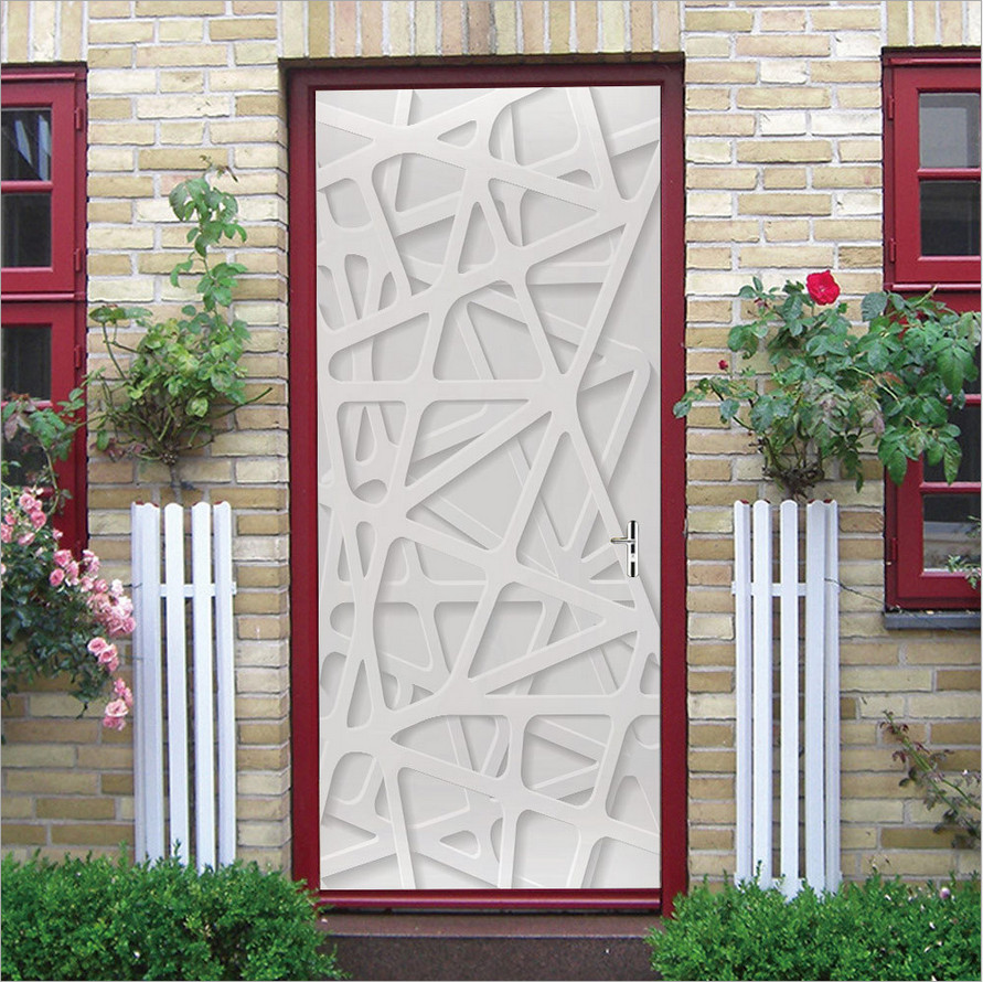 PVC Rustic Retro Wood Door Art Wall Decals Mural 3D Door Sticker Home Room Decor