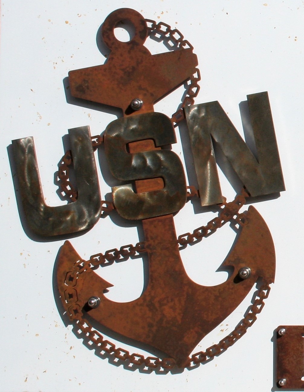US Navy Chief Anchor Rustic Steel Wall Decor — 19" tall