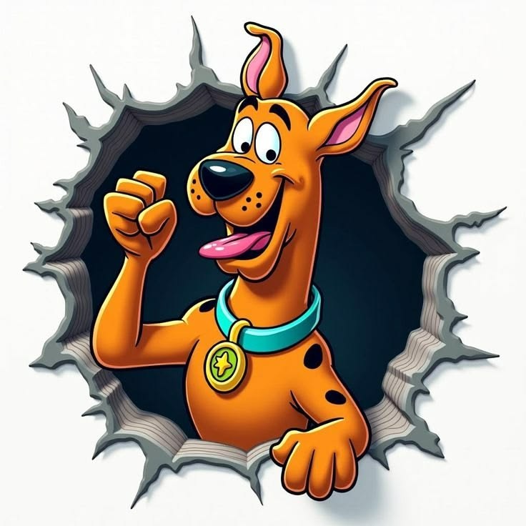 Scooby Breaking Out Sticker Decal Laptop Wall Mirror Cup Tumblr Locker